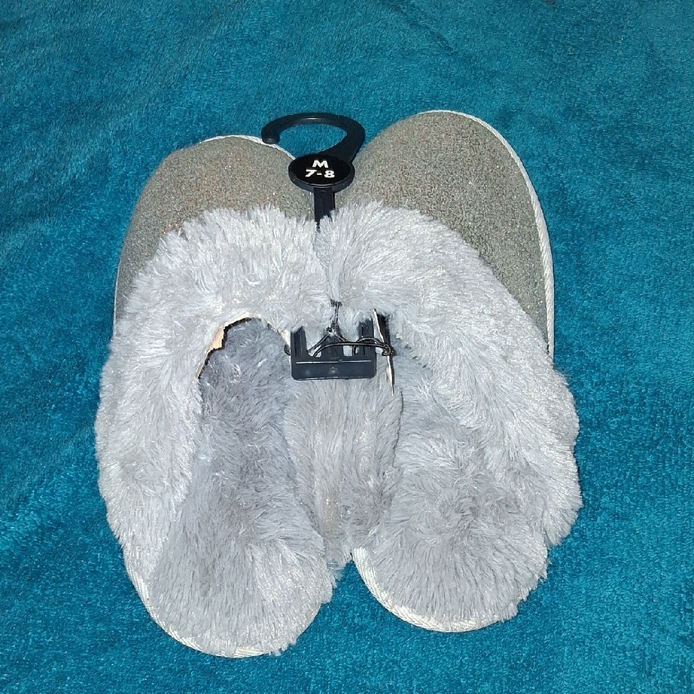 Cozy Gray Fuzzy Slippers